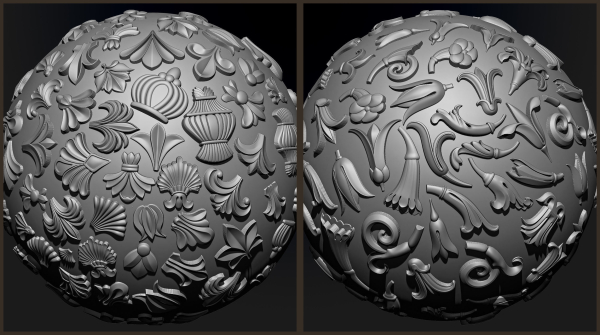ORNAMENT BRUSHES ALPHA and 3D MODEL- VOL 01 - 02 - 03 - 04 - 05