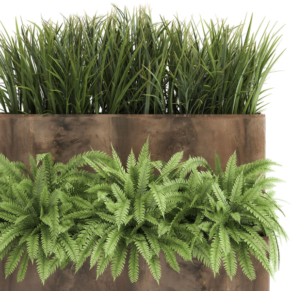 Ornamental grass in a rusty flower pot for the interior 940
