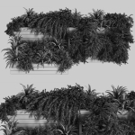 Outdoor Plants Tree in Plant Box Set0