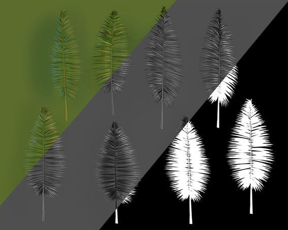 Palms low poly tropical palm trees