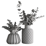 Photorealistic model of bouquets of eucalypt in vase