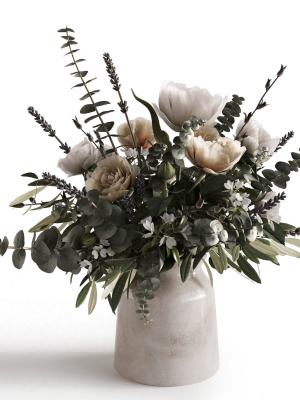 Photorealistic model of bouquets of flowers in vase