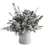 Photorealistic model of bouquets of flowers in vase