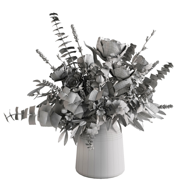 Photorealistic model of bouquets of flowers in vase