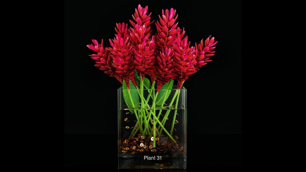 Plant collection 4 flowers in glass vase