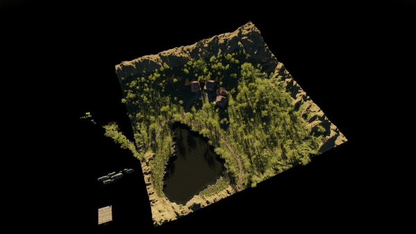 Pond Village Scene