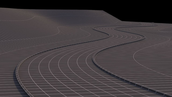 Realistic road winding in forest