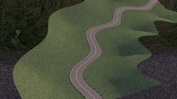 Realistic road winding in forest