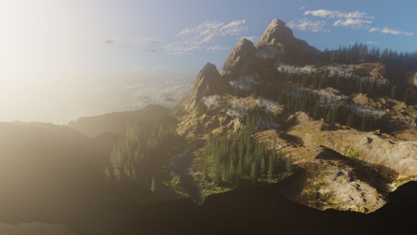 River Mountains Scene