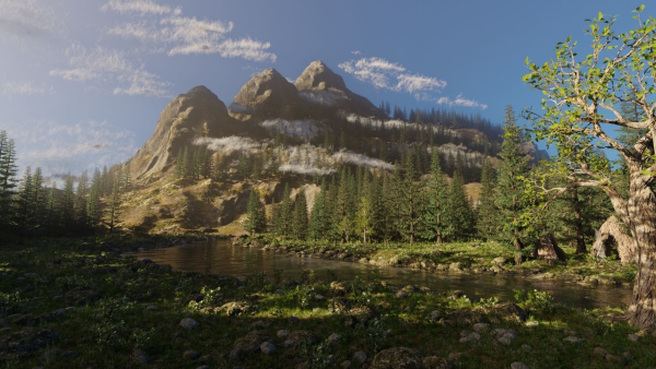 River Mountains Scene