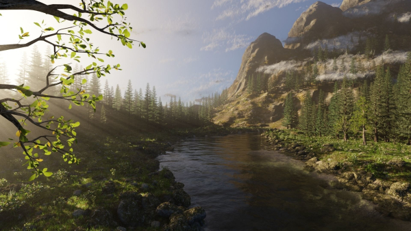 River Mountains Scene