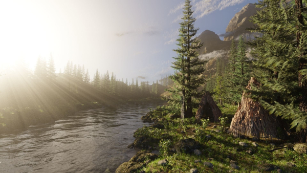 River Mountains Scene