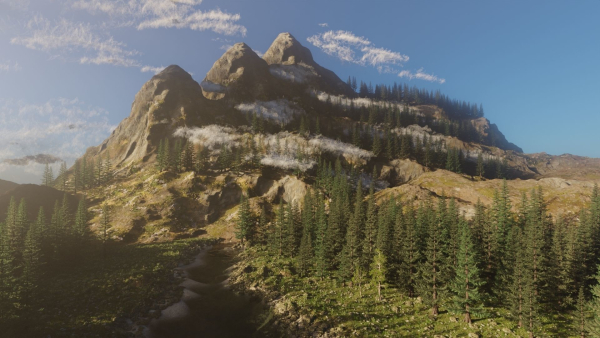 River Mountains Scene