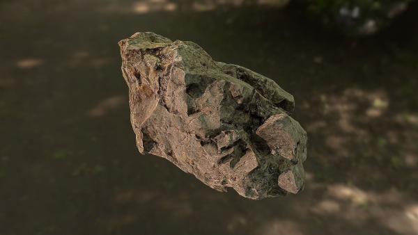 Rock low poly 3D model in forest