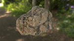 Rock low poly 3D model in forest