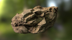 Rock low poly 3D model in forest