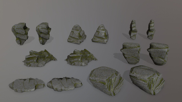 Rock Set with moss