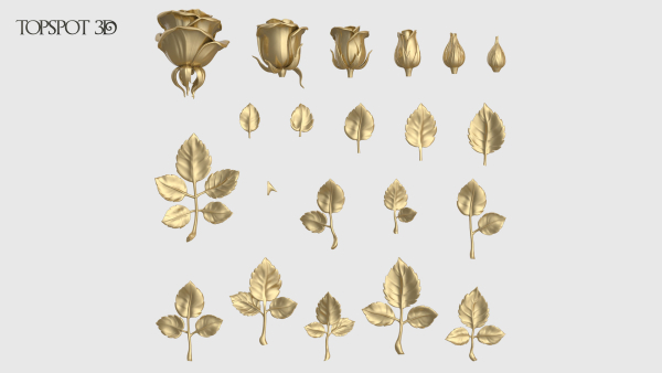 Rose Buds And Leaves Set