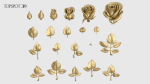Rose Buds And Leaves Set