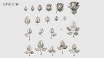 Rose Buds And Leaves Set