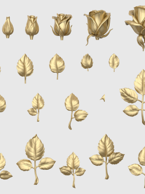 Rose Buds And Leaves Set