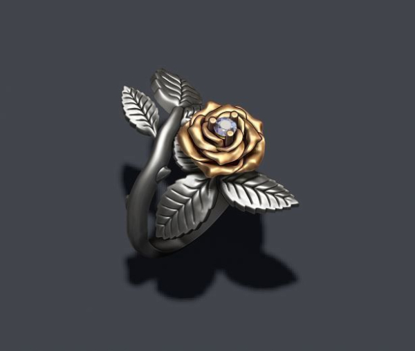 Rose ring with gem