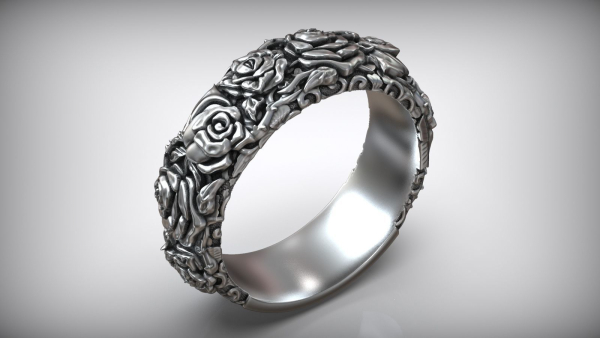 Roses Thorn Pattern Biker Ring