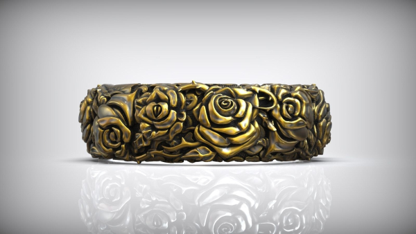 Roses Thorn Pattern Biker Ring