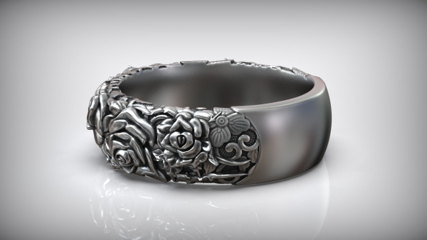 Roses Thorn Pattern Biker Ring