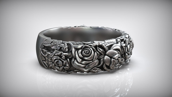 Roses Thorn Pattern Biker Ring