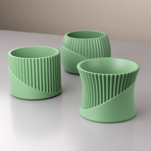 Set of 03 Flower Succulent Planter Pots with Drain Holes