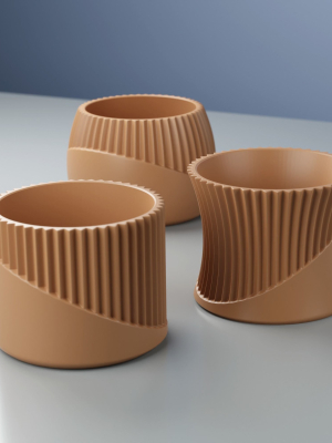 Set of 03 Flower Succulent Planter Pots with Drain Holes