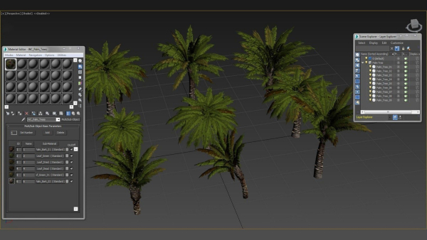 Small Palm 9 Trees Set