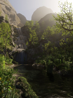 small-waterfall-scene-3d-model-blend