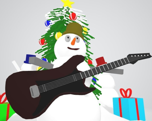 Snowman playing guitar