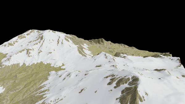 snowy mountains with steep slopes
