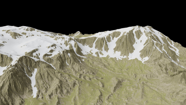snowy mountains with steep slopes