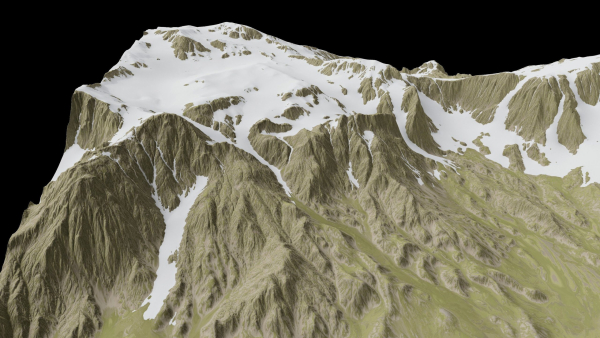 snowy mountains with steep slopes