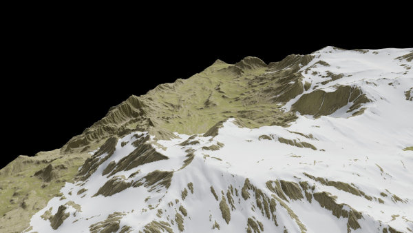 snowy mountains with steep slopes