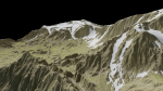 snowy mountains with steep slopes
