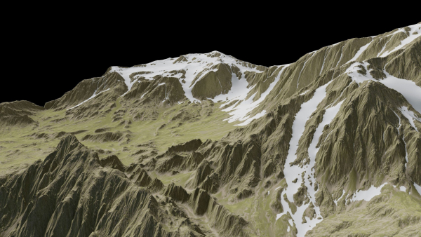 snowy mountains with steep slopes
