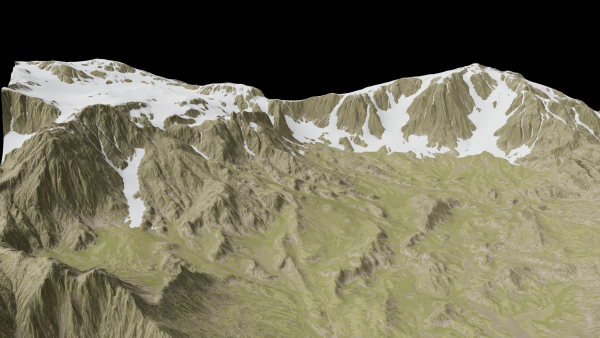 snowy mountains with steep slopes