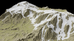 snowy mountains with steep slopes