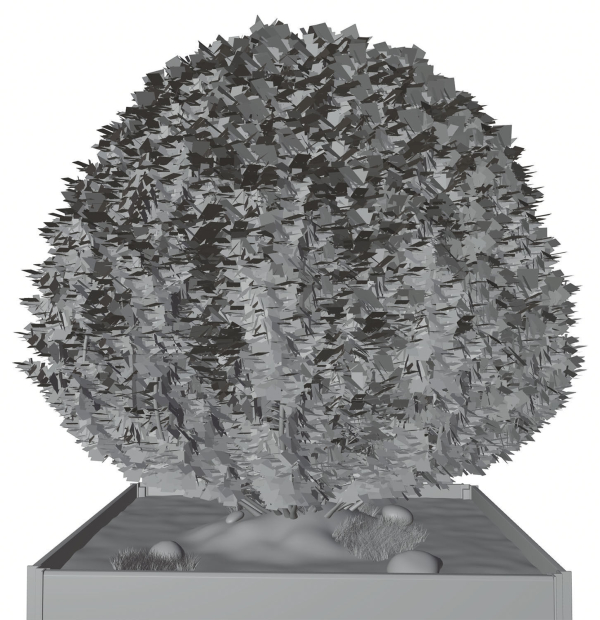 Spherical bush in a pot