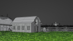 Stylized farm house village scene landscape