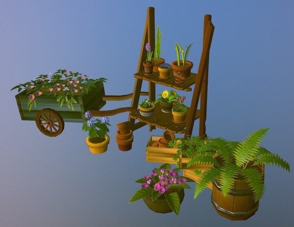 Stylized flower pots asset