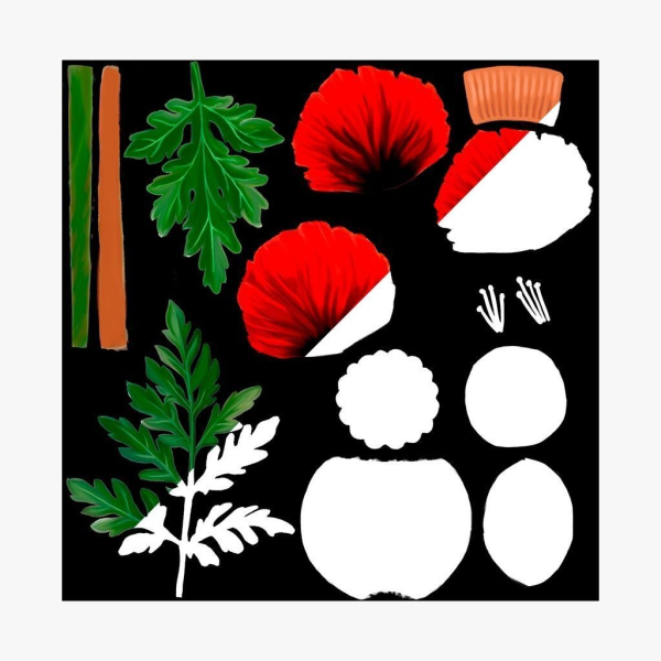 Stylized handpainted Poppy