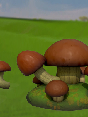 Stylized mushrooms  mycelium  game ready