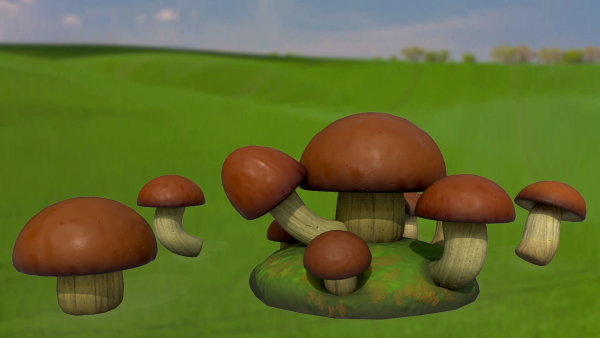 Stylized mushrooms  mycelium  game ready