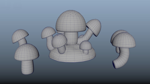 Stylized mushrooms  mycelium  game ready